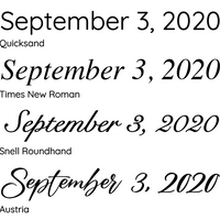 Vinyl date addition font choices for a float frame