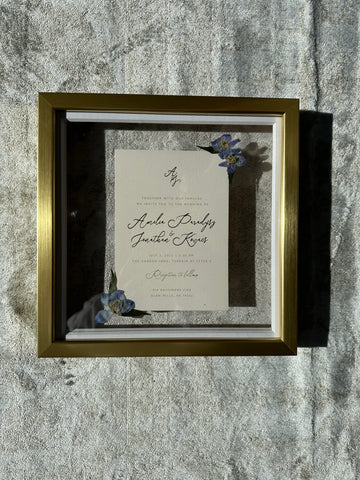 Preserved invitation with pressed flowers from Element Design Co, Element preservation. 