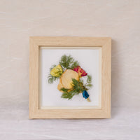 6x6 inch pressed flower natural wood frame with a pressed boutonniere made by Element Design Co