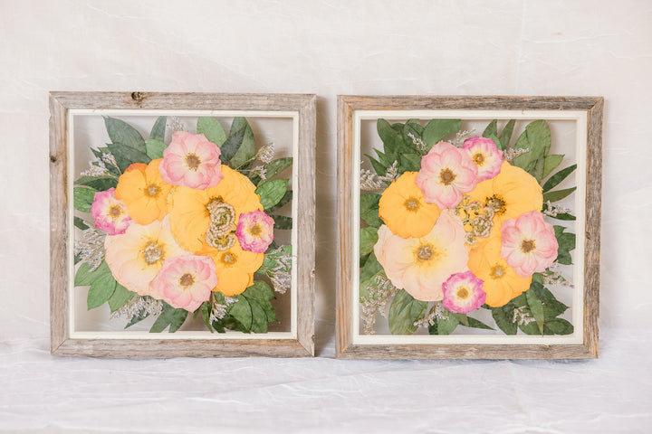 Two 10x10 barn wood pressed flower frames