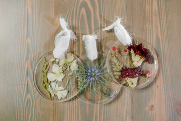 Pressed Flower Resin Serving Tray with Handles