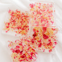 Dried petal confetti square coasters with no metallic flakes