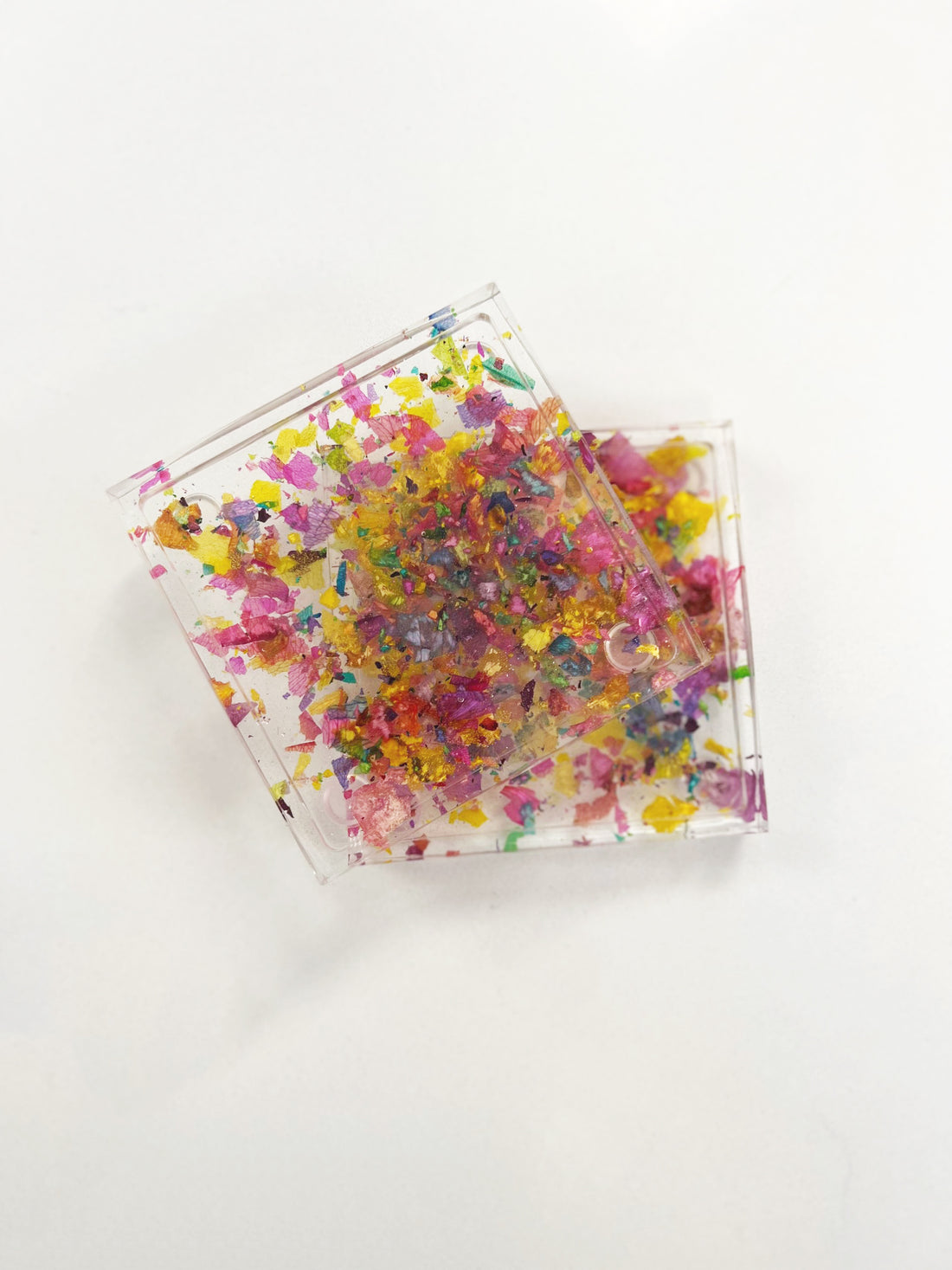 Pride month petal confetti coasters